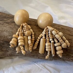 New Bohemian Cream Tassel Macrame Style Circle Dangle Earrings